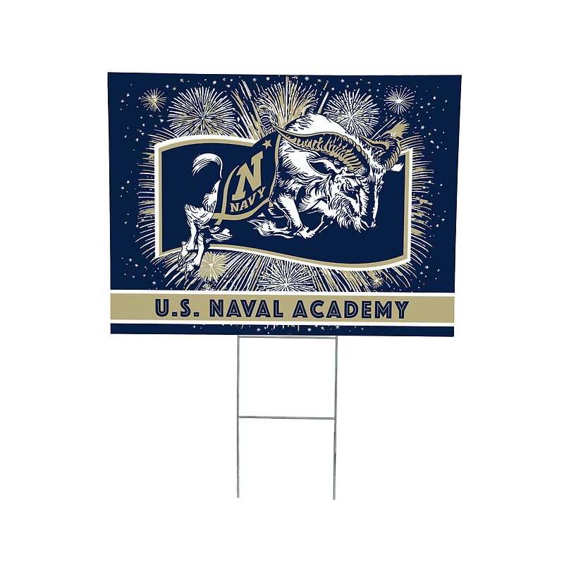 Navy Midshipmen 24" x 18" Patriotic Fireworks Outdoor Yard Sign