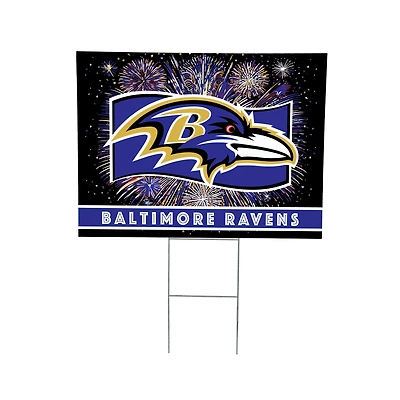 Baltimore Ravens 24" x 18" Patriotic Fireworks Outdoor Yard Sign