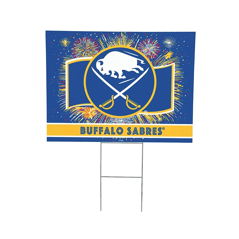 Buffalo Sabres 24" x 18" Patriotic Fireworks Outdoor Yard Sign