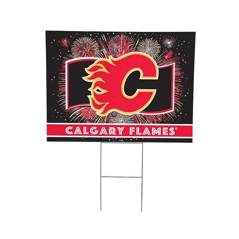 Calgary Flames 24" x 18" Patriotic Fireworks Outdoor Yard Sign