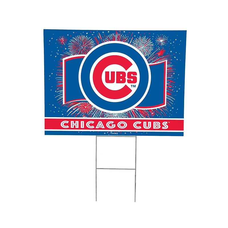 Chicago Cubs 24" x 18" Patriotic Fireworks Outdoor Yard Sign