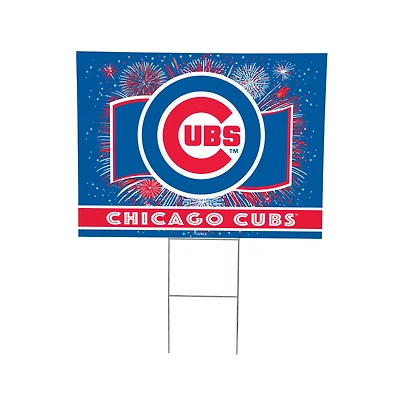 Chicago Cubs 24" x 18" Patriotic Fireworks Outdoor Yard Sign