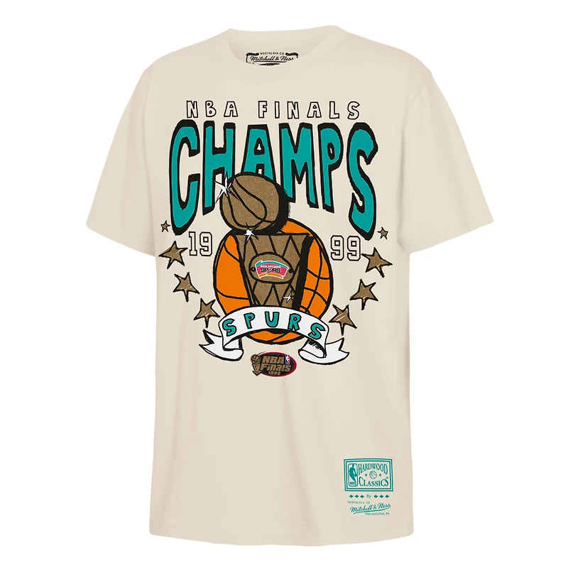 Youth Mitchell & Ness Natural San Antonio Spurs 1999 NBA Finals Champions Hardwood Classics History T-Shirt