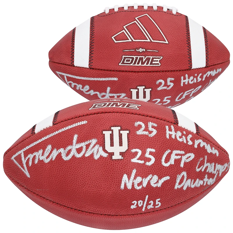Fernando Mendoza Indiana Hoosiers Autographed adidas Official Game Football with Multiple Inscriptions - Limited Edition of 25