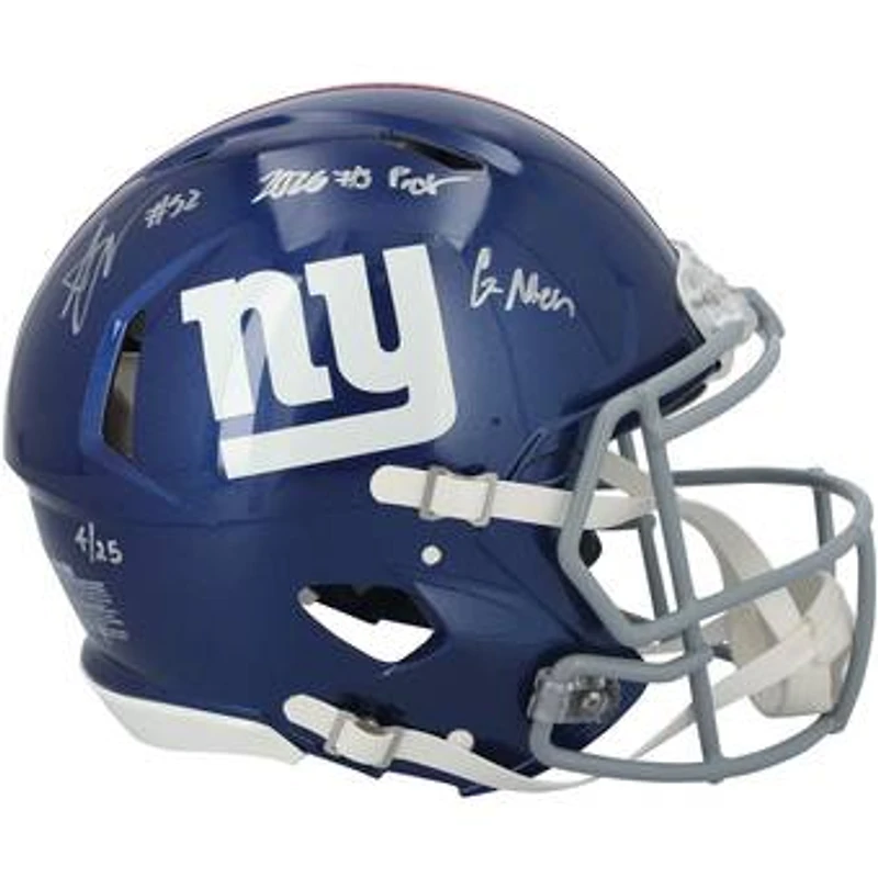 Arvell Reese New York Giants Autographed Riddell Speed Authentic Helmet with Multiple Inscriptions - Limited Edition of 25