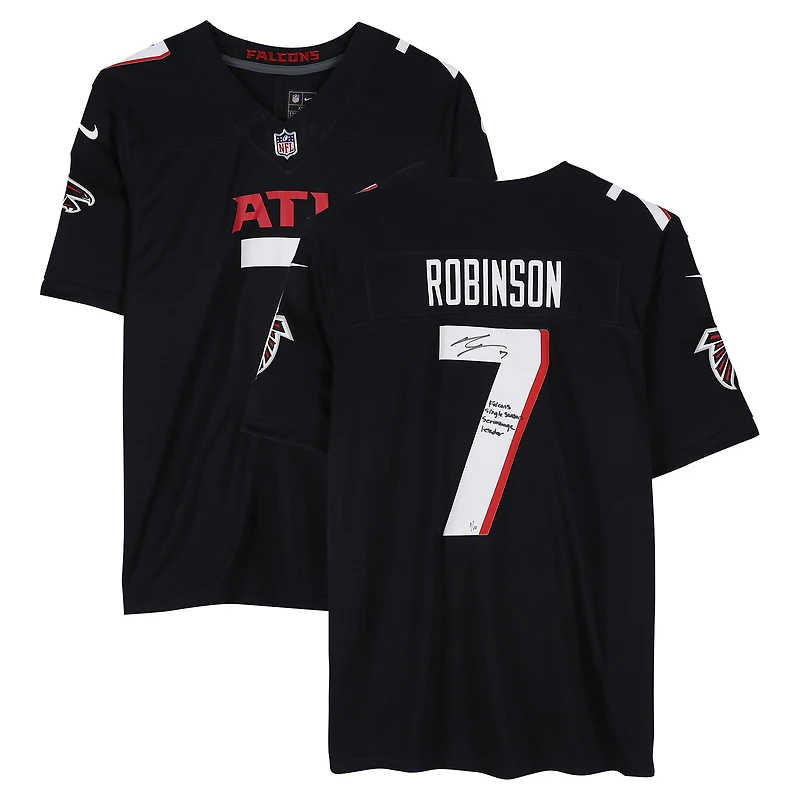 Bijan Robinson Atlanta Falcons Autographed Black Nike 2020 Limited Jersey with "Falcons Single Season Scrimmage Leader" Inscription