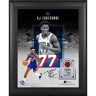 VJ Edgecombe Philadelphia 76ers Facsimile Signature Framed 11" x 14" Showcase Collage with a Piece of Game-Used Basketball - Limited Edition of 250