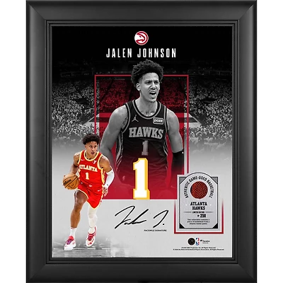 Jalen Johnson Atlanta Hawks Facsimile Signature Framed 11" x 14" Showcase Collage with a Piece of Game-Used Basketball - Limited Edition of 250