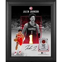 Jalen Johnson Atlanta Hawks Facsimile Signature Framed 11" x 14" Showcase Collage with a Piece of Game-Used Basketball - Limited Edition of 250