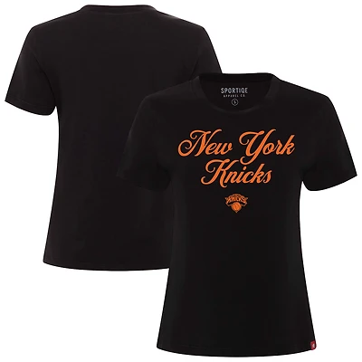 Women's Sportiqe Black New York Knicks Arcadia T-Shirt