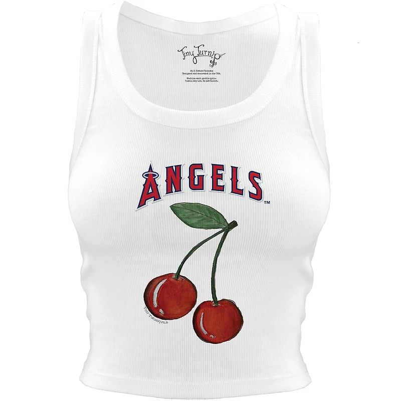 Women's Tiny Turnip White Los Angeles Angels Cherries Crop Tank Top