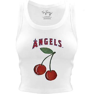 Women's Tiny Turnip White Los Angeles Angels Cherries Crop Tank Top