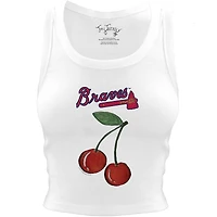Women's Tiny Turnip White Atlanta Braves Cherries Crop Tank Top