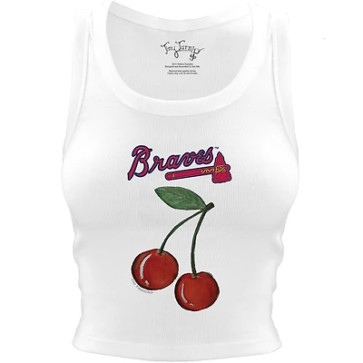 Women's Tiny Turnip White Atlanta Braves Cherries Crop Tank Top