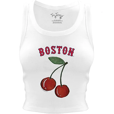 Women's Tiny Turnip White Boston Red Sox Cherries Crop Tank Top