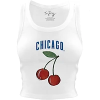 Women's Tiny Turnip White Chicago Cubs Cherries Crop Tank Top