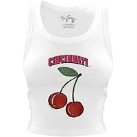 Women's Tiny Turnip White Cincinnati Reds Cherries Crop Tank Top