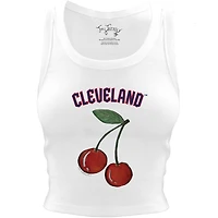 Women's Tiny Turnip White Cleveland Guardians Cherries Crop Tank Top