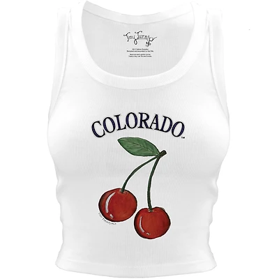 Women's Tiny Turnip White Colorado Rockies Cherries Crop Tank Top
