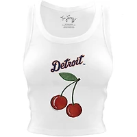 Women's Tiny Turnip White Detroit Tigers Cherries Crop Tank Top