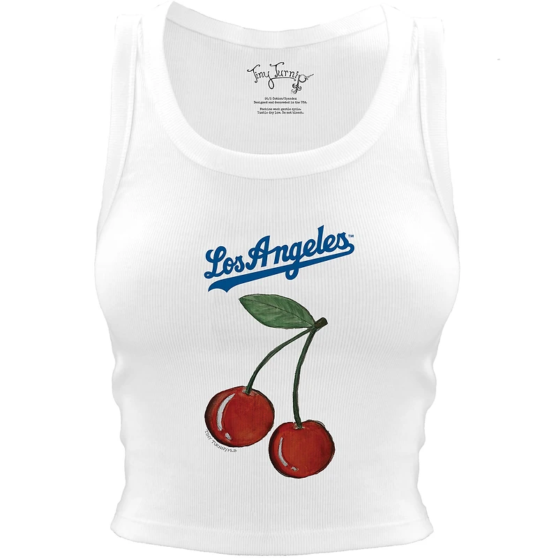 Women's Tiny Turnip White Los Angeles Dodgers Cherries Crop Tank Top
