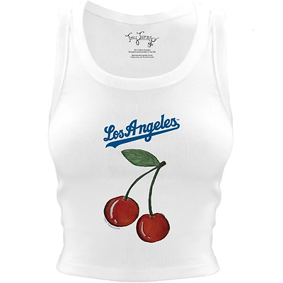 Women's Tiny Turnip White Los Angeles Dodgers Cherries Crop Tank Top