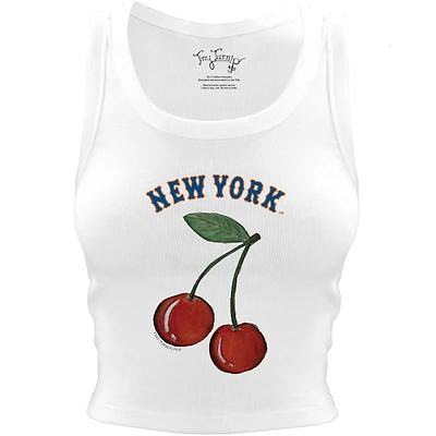Women's Tiny Turnip White New York Mets Cherries Crop Tank Top