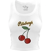 Women's Tiny Turnip White Pittsburgh Pirates Cherries Crop Tank Top