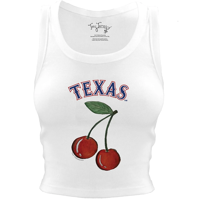 Women's Tiny Turnip White Texas Rangers Cherries Crop Tank Top