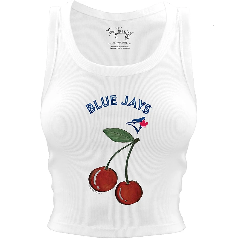 Women's Tiny Turnip White Toronto Blue Jays Cherries Crop Tank Top