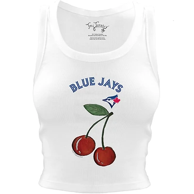 Women's Tiny Turnip White Toronto Blue Jays Cherries Crop Tank Top