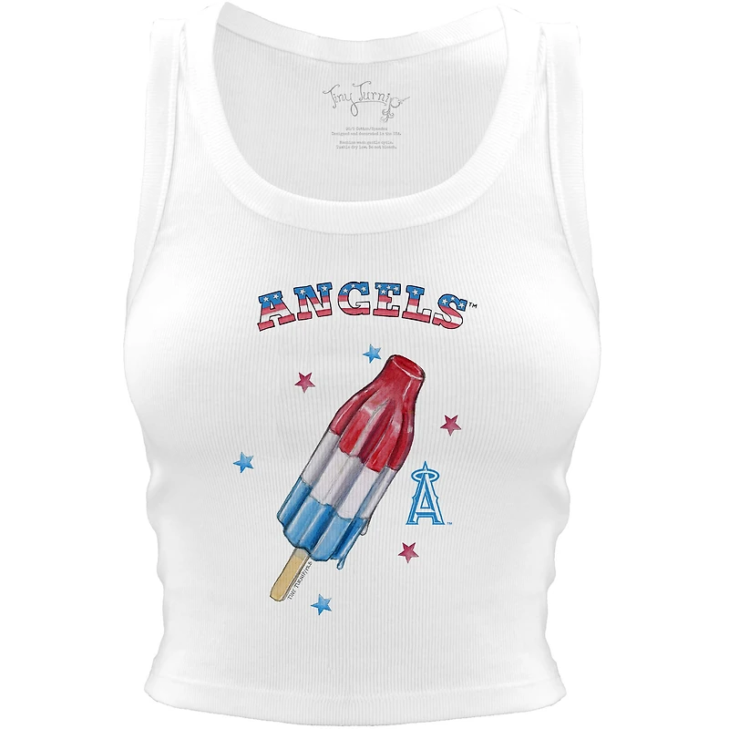 Women's Tiny Turnip White Los Angeles Angels Rocket Pop Crop Tank Top