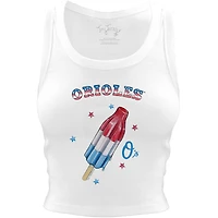 Women's Tiny Turnip White Baltimore Orioles Rocket Pop Crop Tank Top