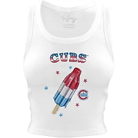 Women's Tiny Turnip White Chicago Cubs Rocket Pop Crop Tank Top