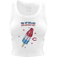 Women's Tiny Turnip White Cincinnati Reds Rocket Pop Crop Tank Top