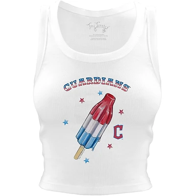 Women's Tiny Turnip White Cleveland Guardians Rocket Pop Crop Tank Top