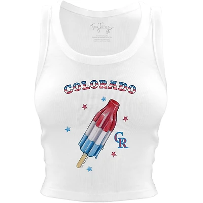 Women's Tiny Turnip White Colorado Rockies Rocket Pop Crop Tank Top