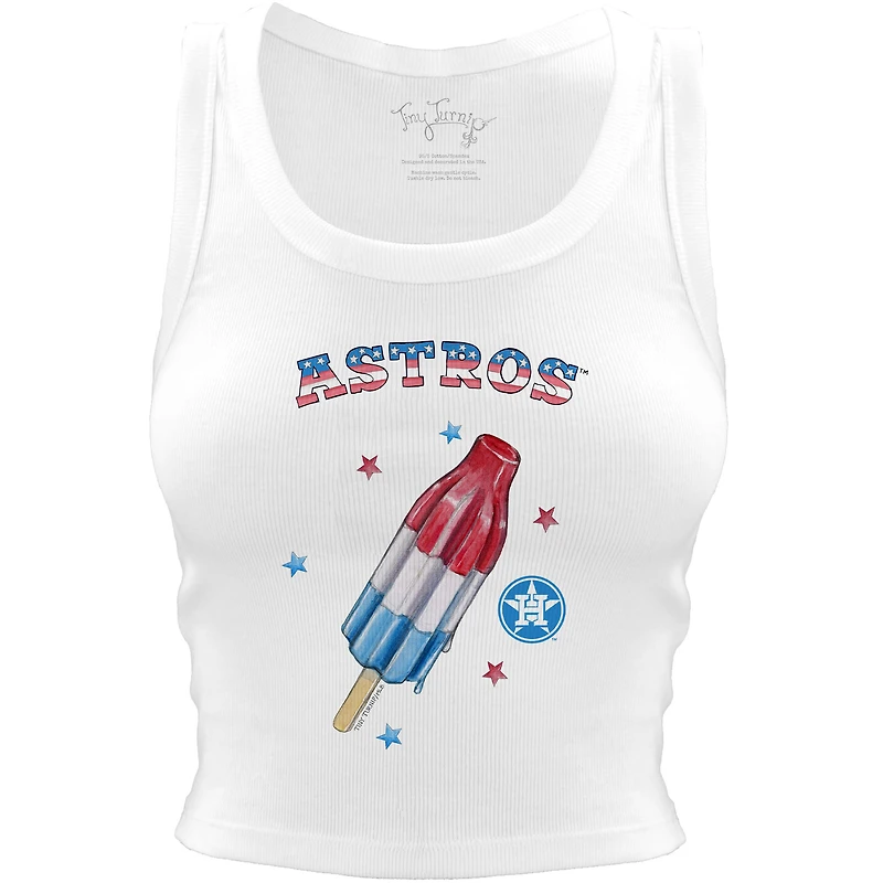 Women's Tiny Turnip White Houston Astros Rocket Pop Crop Tank Top