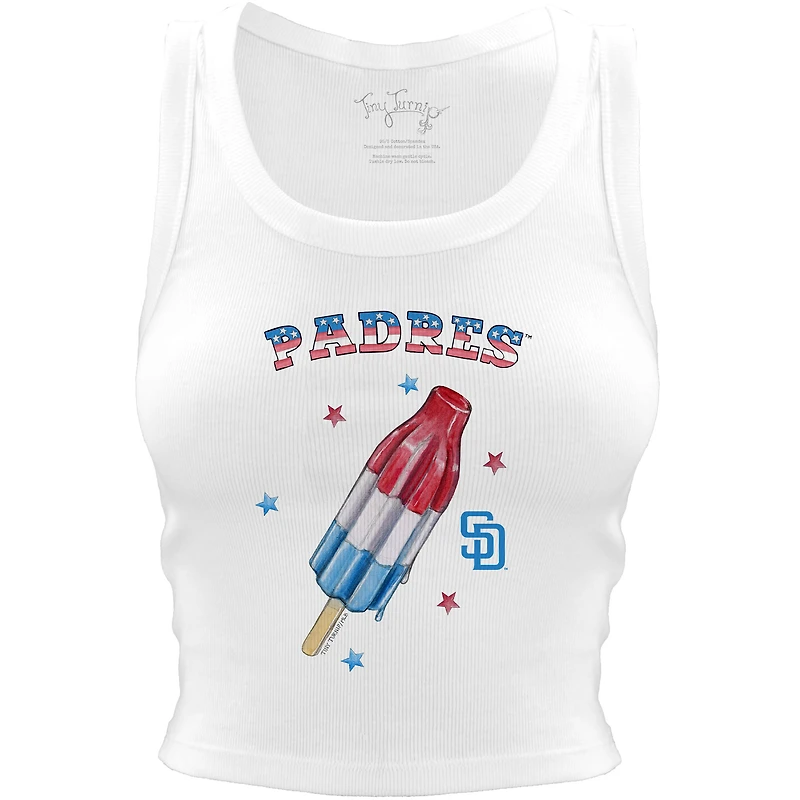 Women's Tiny Turnip White San Diego Padres Rocket Pop Crop Tank Top