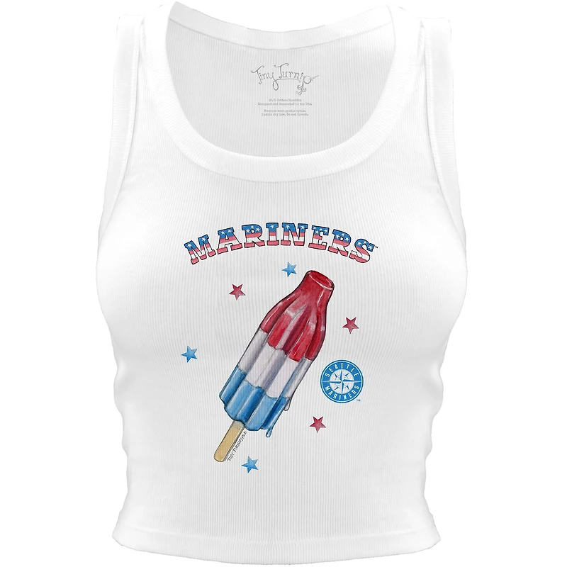 Women's Tiny Turnip White Seattle Mariners Rocket Pop Crop Tank Top