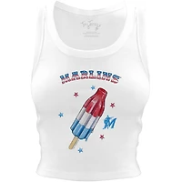 Women's Tiny Turnip White Miami Marlins Rocket Pop Crop Tank Top