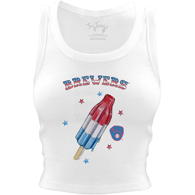 Women's Tiny Turnip White Milwaukee Brewers Rocket Pop Crop Tank Top