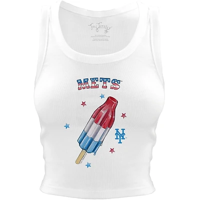 Women's Tiny Turnip White New York Mets Rocket Pop Crop Tank Top