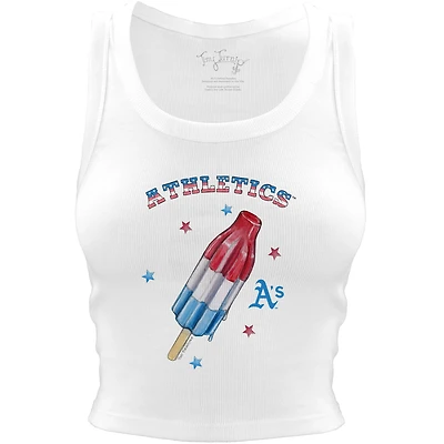 Women's Tiny Turnip White Athletics Rocket Pop Crop Tank Top