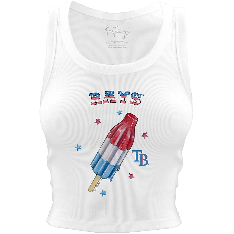 Women's Tiny Turnip White Tampa Bay Rays Rocket Pop Crop Tank Top