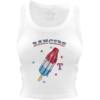 Women's Tiny Turnip White Texas Rangers Rocket Pop Crop Tank Top