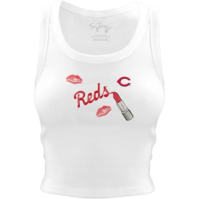 Women's Tiny Turnip White Cincinnati Reds Lipstick Crop Tank Top