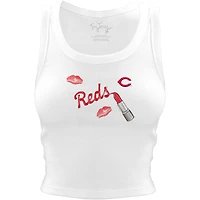 Women's Tiny Turnip White Cincinnati Reds Lipstick Crop Tank Top