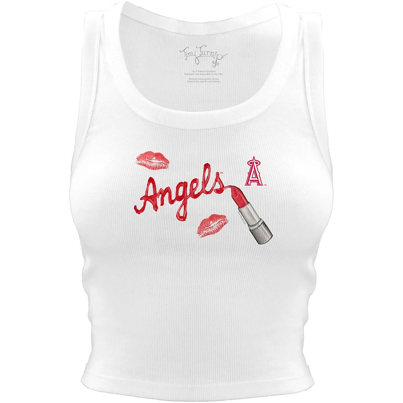 Women's Tiny Turnip White Los Angeles Angels Lipstick Crop Tank Top