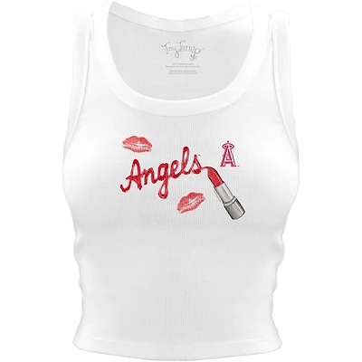 Women's Tiny Turnip White Los Angeles Angels Lipstick Crop Tank Top